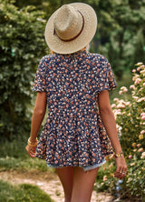 V-neck Temperament Printed Casual Shirt