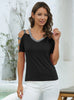 V-neck Hollow Casual Short-sleeved T-shirt