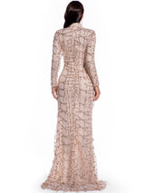 Retro Long Sleeve Perspective Sequined dress