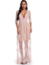 Retro V-neck Sequined Long Dress