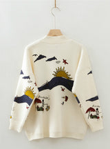 Women's Winter Cardigan Sweater Loose Cute Print