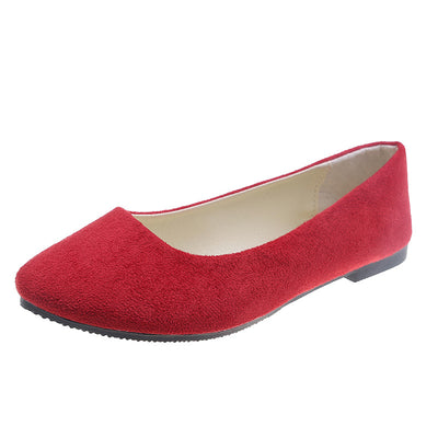 Candy-colored Suede Tips Flat Shoes
