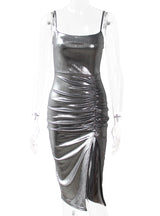 Sling Shining Party Dress With Split