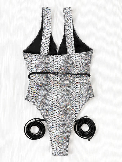 Sexy Tight Strap Backless Bronzing Swimsuit