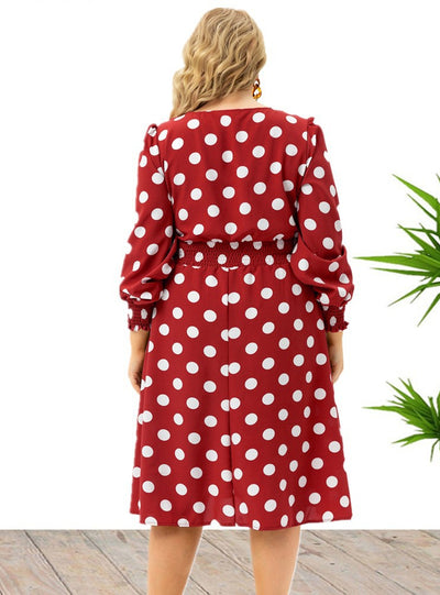 Long Sleeve Polka Dot Long Dress