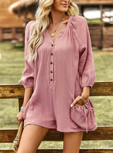 Solid Color Loose Casual Jumpsuit