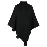 Turtleneck Fur Ball Cape Shawl