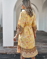 Bohemian Holiday Style Print Dress