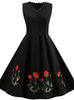 Black Flower Embroidered Dress