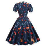 Printed Short Sleeve Doll Collar Printed Dress