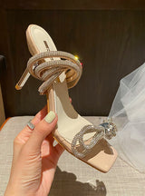 Diamond Stiletto Bow Sandals