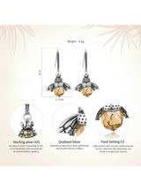 925 Sterling Silver Lovely Orange Bee Animal