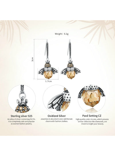 925 Sterling Silver Lovely Orange Bee Animal