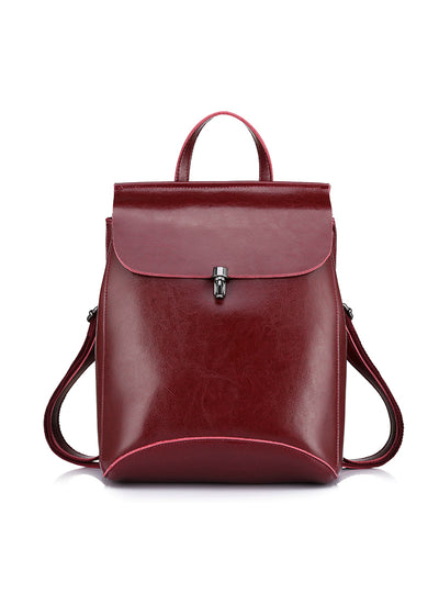 Split Leather Backpack School Bag For Girls 