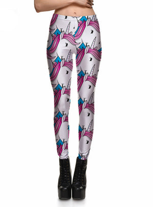 White Horse Unicorn Leggings Digital Print Pants