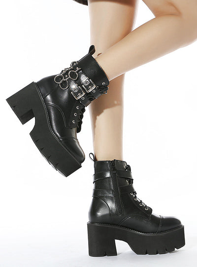 Metal Zipper Sponge Cake Bottom Female Boots