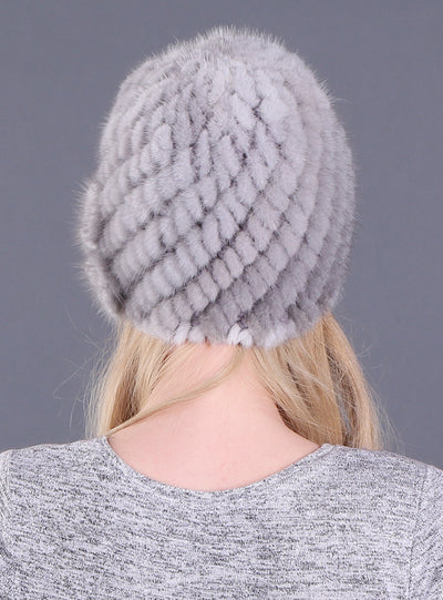 Women's Mink Tail Braided Hat Pineapple Hat