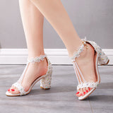 Beaded Lace Wedding Shoes Sandals