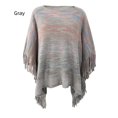 Sweater Fringe Coat Shawl Cloak