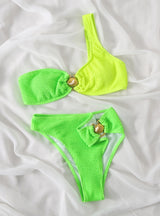 Color Wavy Split Bathing Suit Bikini