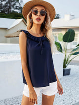 Sleeveless Ruffled Pullover Vest Shirt