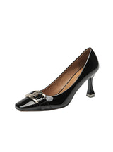 Women's Patent Leather Chain Square Toe Shallow Shoes