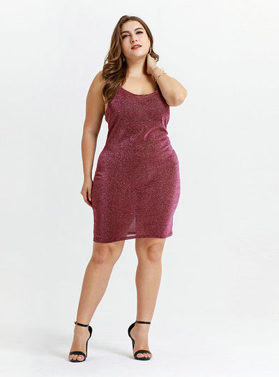 Sexy Strap Nightclub Bright Silk Hip Dress