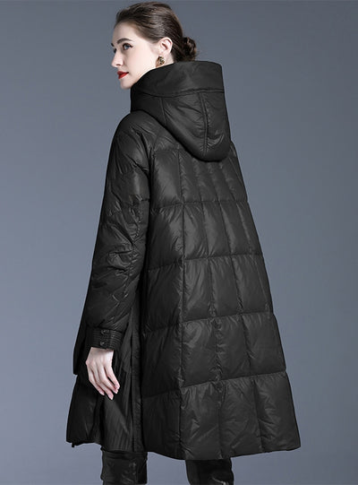 Loose and Long Big Swing White Duck Down Coat