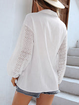 Solid Color Shirt Stitching Lace Top