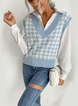 Thousand-bird V-neck Sweater Vest Knitted Vest