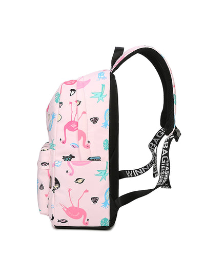 Pink Flamingo Animal Knapsack Printing School Bagpack Bag