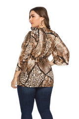 Loose Snakeskin Cardigan Lace-up Top