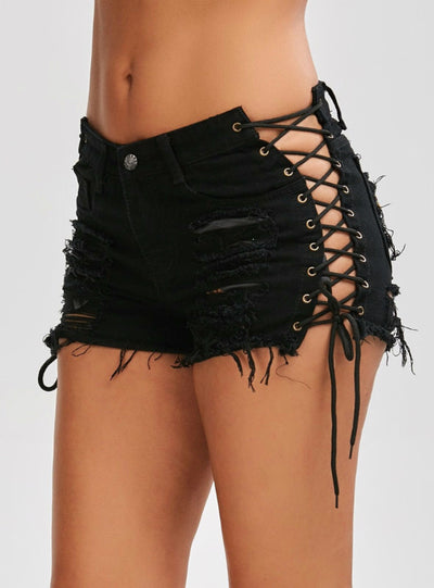 Women Denim Shorts High Waist Ripped Short Jeans