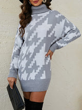 High Neck Long Contrast Lapels Sweater