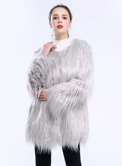 Women Imitation Fur Coat Long Hair Coat Wool Speed