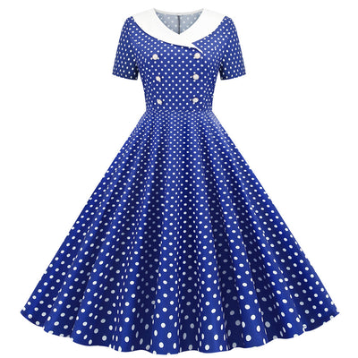 Short Sleeve Polka Dot Printed Casual Dress