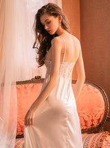 Sexy Gathered Lace Sling Nightgown with Chest Pad