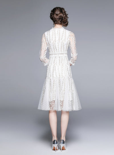 Mesh Embroidery Patchwork Dress