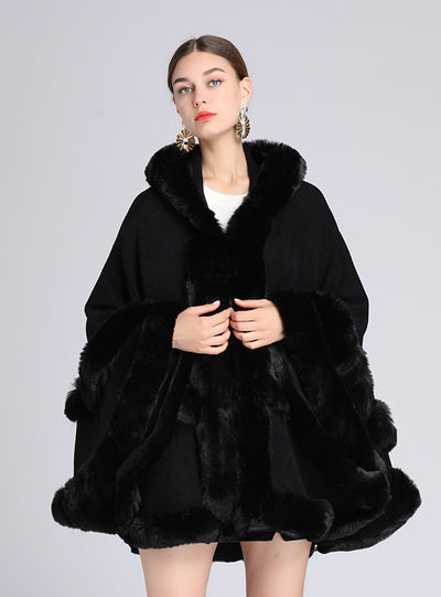 Woman Hood Shawl Cloak Large Size Knitted Coat Cardigan