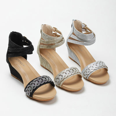 Wedge-heeled Diamond Gladiator Sandals
