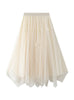 High Waist Pleated Irregular Gauze Skirt