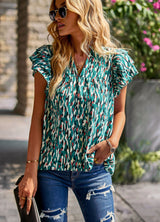 V-neck Loose Casual Short Sleeve Shirt