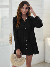 Single-breasted Cotton Button Shirt Dress