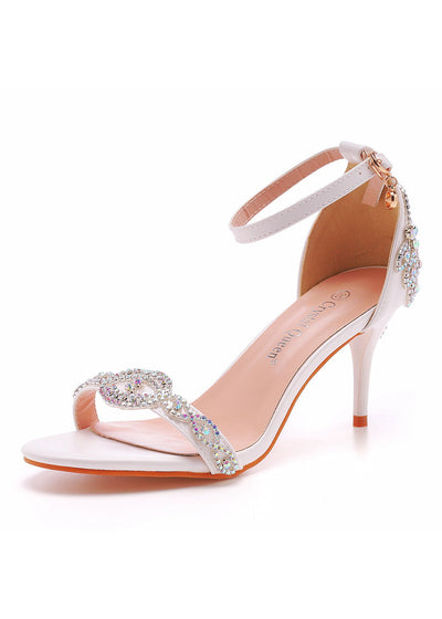 Thin Heel Crystal Yellow Diamond Wedding Shoes