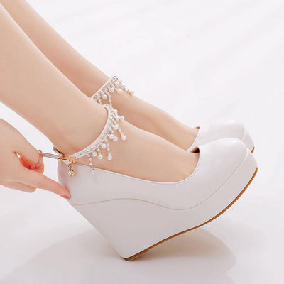 Pearl Beaded Tassel High Heel Shoes