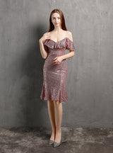 Sheath Sequins Straps Party Dress