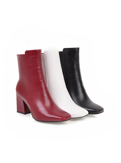 Short Thick Heels Square-headed Female Boots