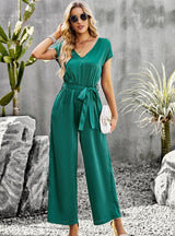 Loose Wide-leg Solid Color Jumpsuit