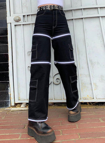 Sectional Zipper Splicing Personalized Jeans