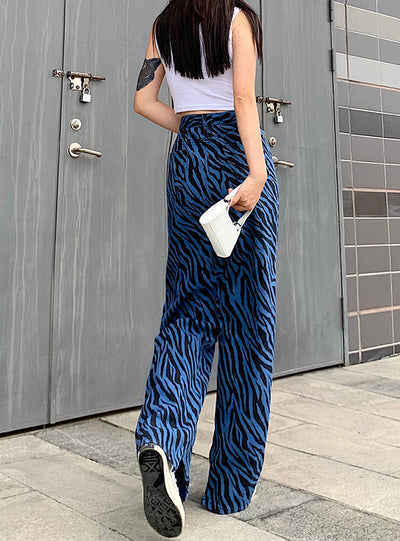 Printed Street Loose Casual Straight Pants